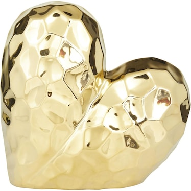 Gold Ceramic Heart Sculpture 8"W x 8"H