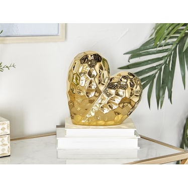 Gold Ceramic Heart Sculpture 8"W x 8"H