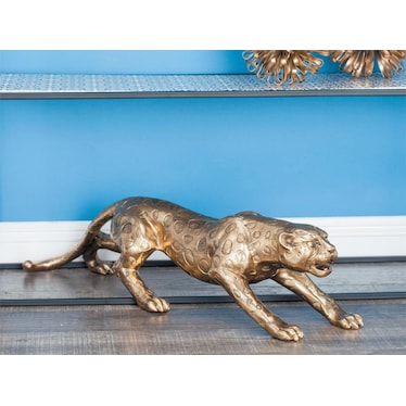 Gold Bling Leopard Statue 34"W x 8"H