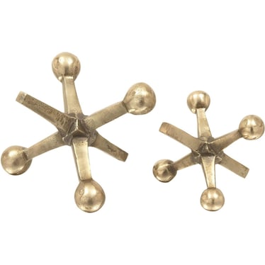 Set of 2 Gold Metal Jacks Sculpture 4/5"H