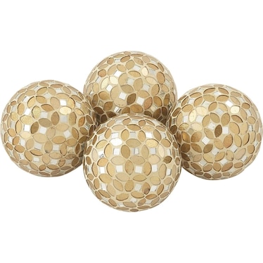 Set of 4 Gold Mosaic Orbs 4"