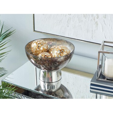 Set of 4 Gold Mosaic Orbs 4"