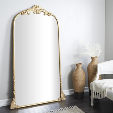 Gold Metal Scroll Leaner Mirror 42"W x 72"H