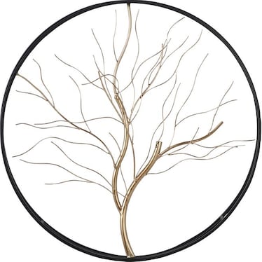 Gold Metal Branch Wall Art 26" Round