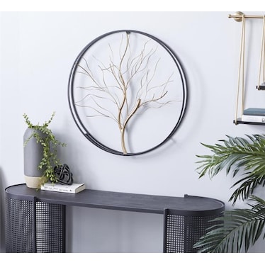 Gold Metal Branch Wall Art 26" Round
