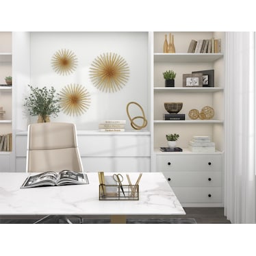 Set of 3 Gold Metal Starburst Wall Decor 16/20/24"H