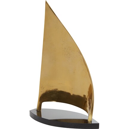 Small Gold Metal Sailboat 12"W x 17"H