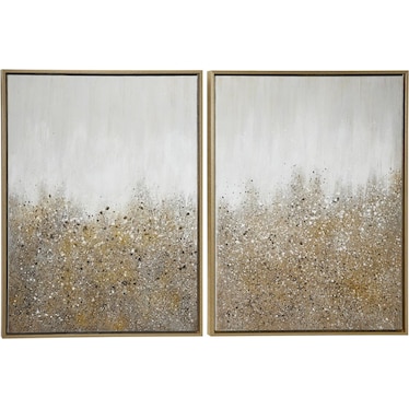 Assorted Grey, Gold, and Black Abstract Framed Art Each 29"W x 36"H