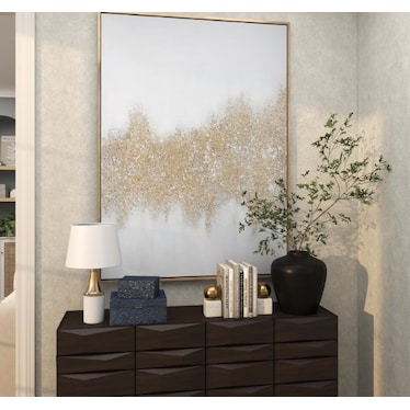 Gold Glam Abstract Framed Art 48"W x 65"H