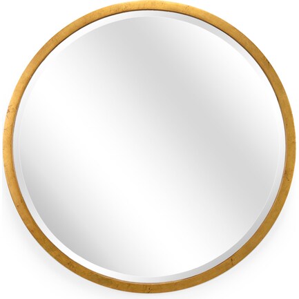 Gold Metal Round Beveled Wall Mirror 36"