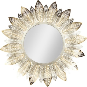 Gold Metal Leaves Mirror 31" Round