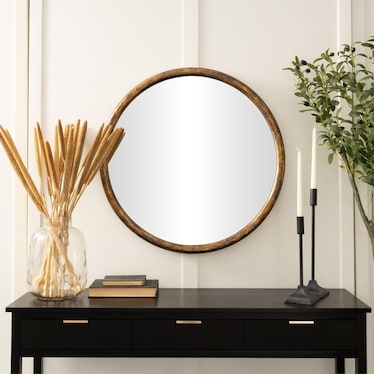 Gold Antiqued Wall Mirror 28" Round