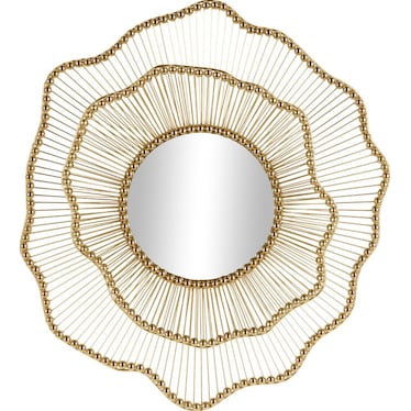 Gold Metal Beaded Wall Mirror 33"W x 34"H