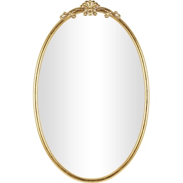 Gold Metal Scroll Oval Wall Mirror 24"W x 38"H