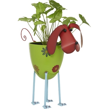 Metal Dog Planter 8"W x 18"H