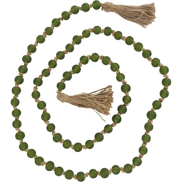 Frosted Green Glass Beads 83"L