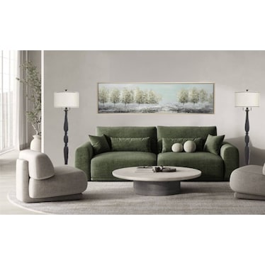 Green Treeline Framed Canvas Art 71"W x 20"H