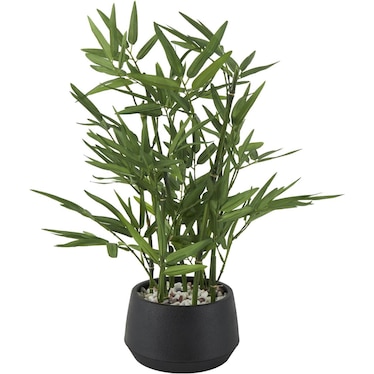 Faux Bamboo In Black Pot 14"W x 19"H