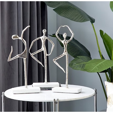 Set of 3 Aluminum Terrazzo Dancer Figures 16/17/17.5"H