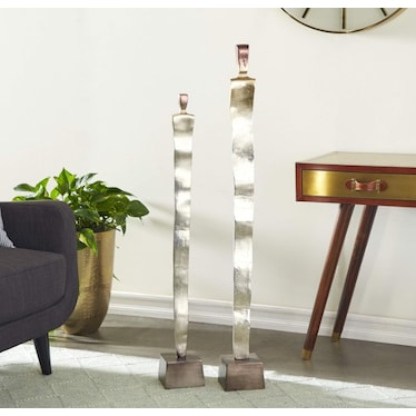 Set of 2 Aluminum Modern Sculptures 43/50"H