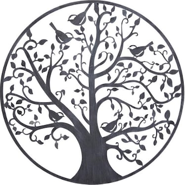 Dark Grey Metal Tree Wall Decor 28"W x 28"H