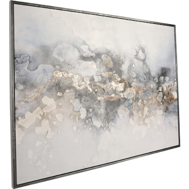 White, Black, Gold, and Silver Framed Canvas Art 65"W x 47"H