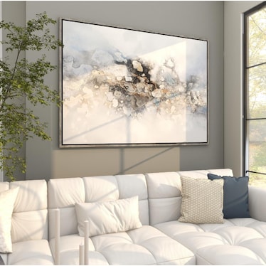 White, Black, Gold, and Silver Framed Canvas Art 65"W x 47"H