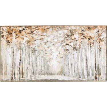 Brown Birch Pathway Framed Canvas Art 58"W x 31"H