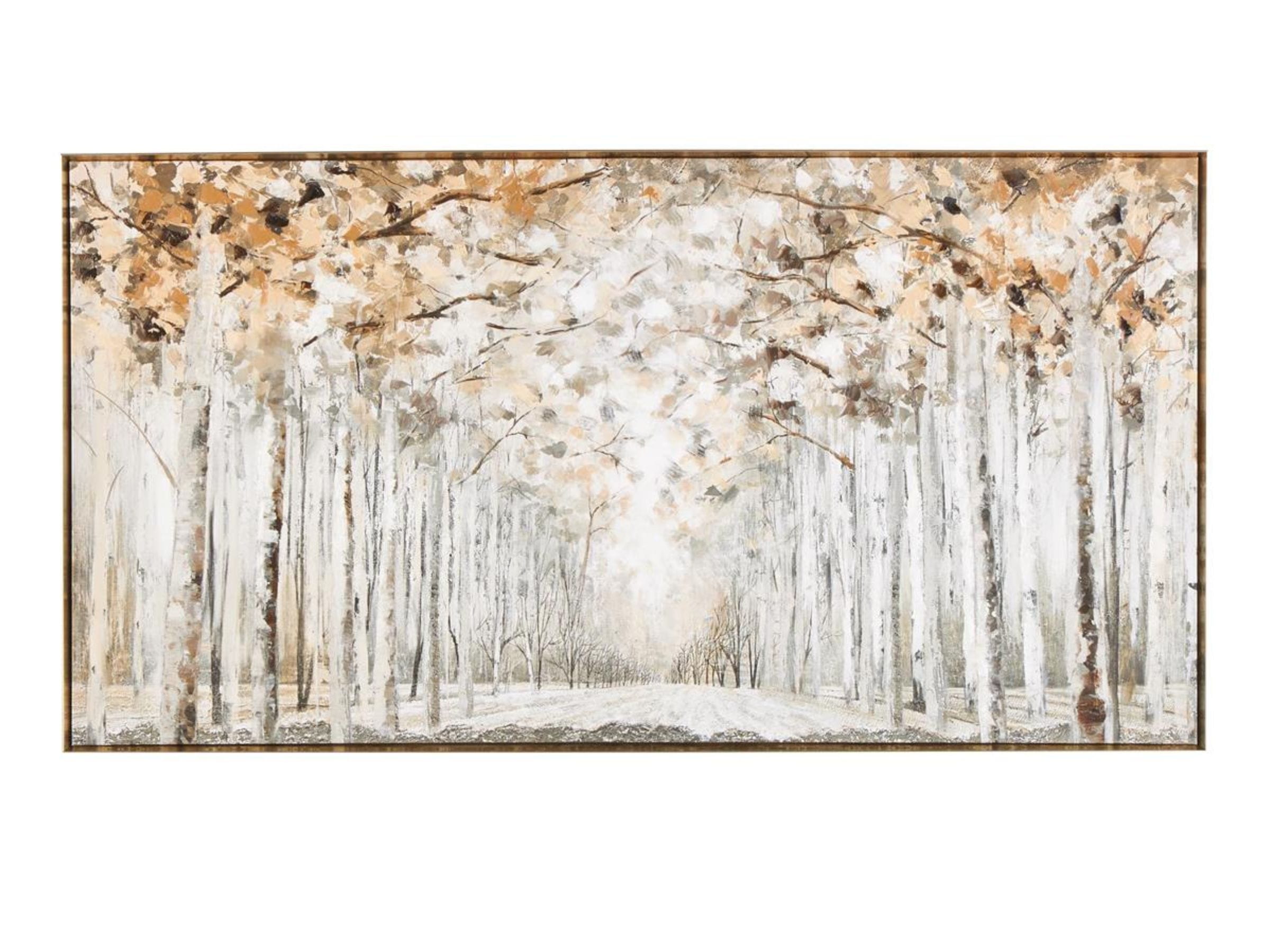 Brown Birch Pathway Framed Canvas Art 58