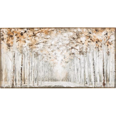 Brown Birch Pathway Framed Canvas Art 58"W x 31"H