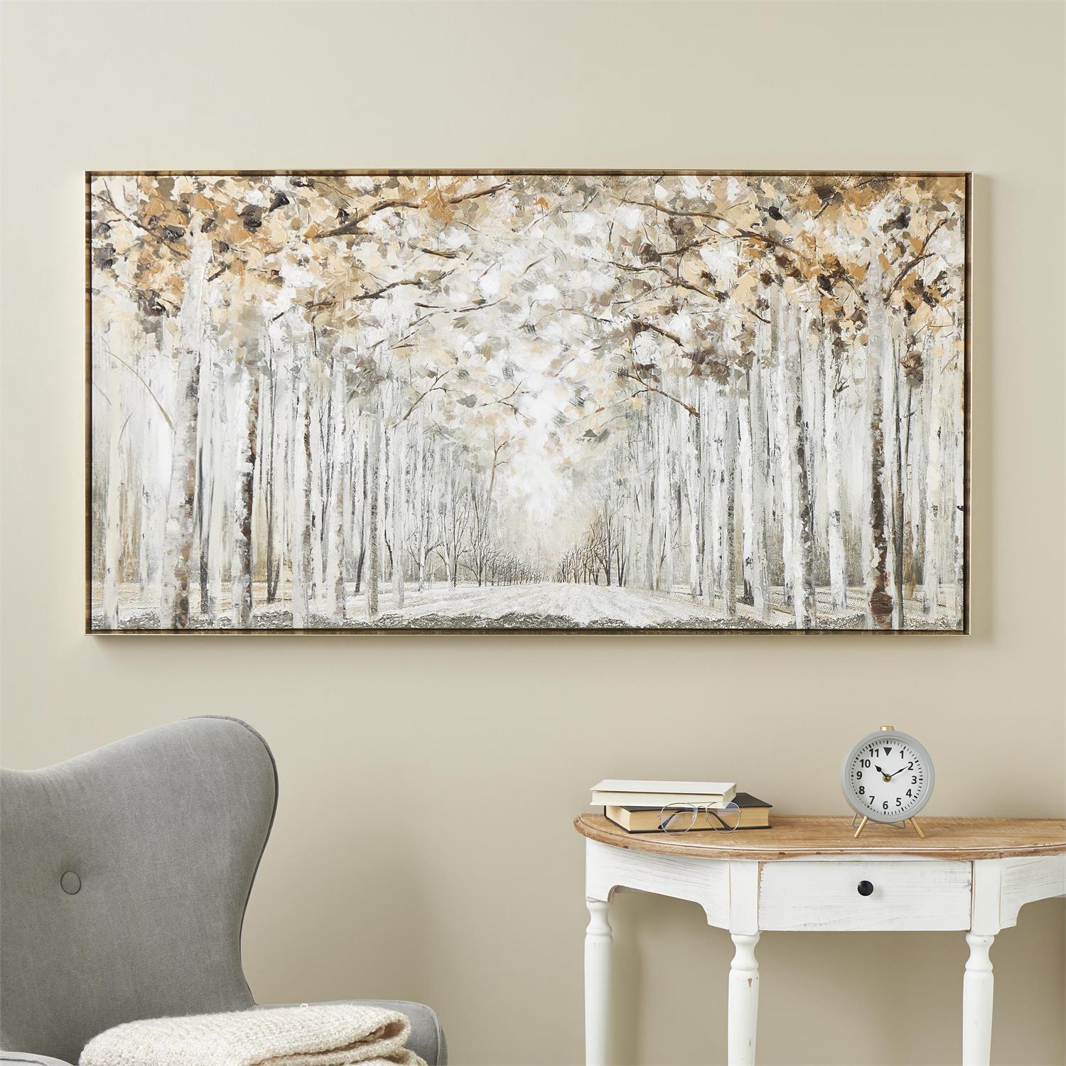 Brown Birch Pathway Framed Canvas Art 58