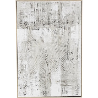 White, Tan, and Grey Abstract Framed Canvas Art 33"W x 49"H