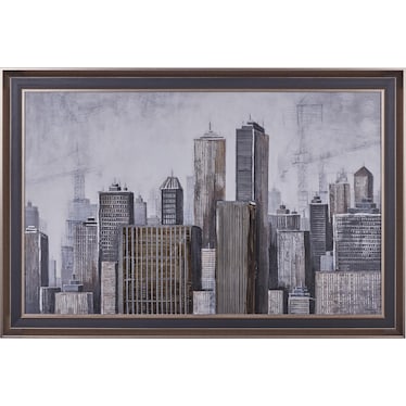 Skyline Handpainted Framed Canvas Art 60"W x 40"H