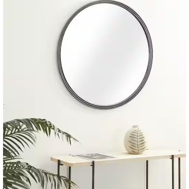Grey Metal Wall Mirror 32" Round