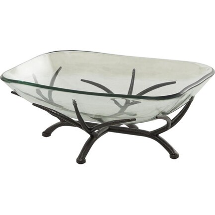 Glass and Metal Bowl with Stand 19"W x 8"H