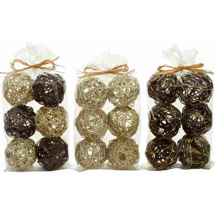 Set of 6 Assorted Natural Decorative Balls 4"
