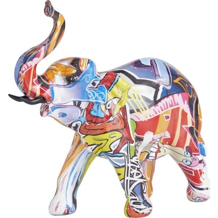 Multi Color Elephant Sculpture 13"W x 8"H