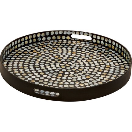 Wood and Shell Round Tray 24"