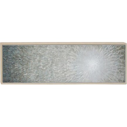 Blue and Silver Textured Flower Framed Canvas 71"W x 20"H