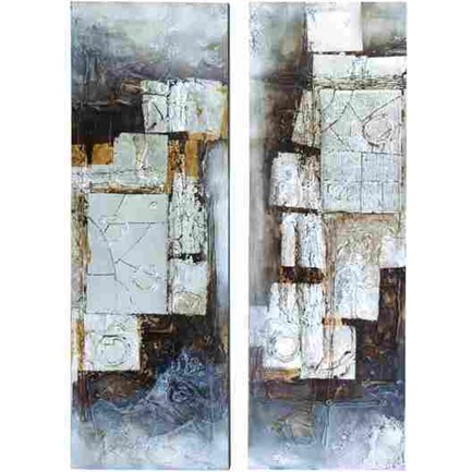 Assorted Black, White, and Gold Abstract Canvas Art Each 16"W x 47"H