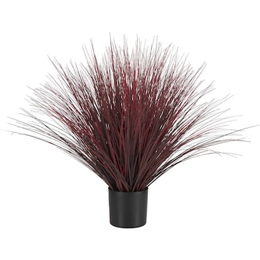 Faux Red Grass In Black Pot 44"W x 36"H