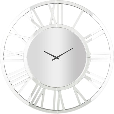 Wide Silver Mirror Wall Clock 40" Round