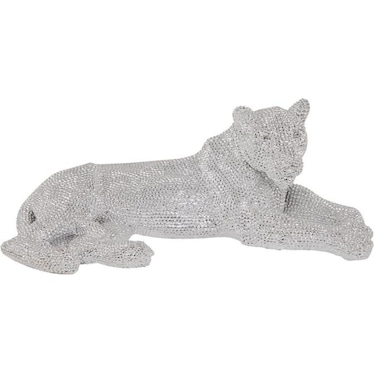 Silver Bling Laying Leopard 39"W x 14"H