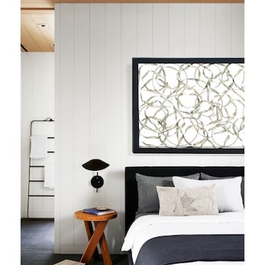 Silver Metal Circles with Black Framed Wall Decor 60"W x 40"H