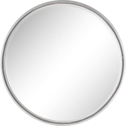 Silver Metal Round Beveled Wall Mirror 30"