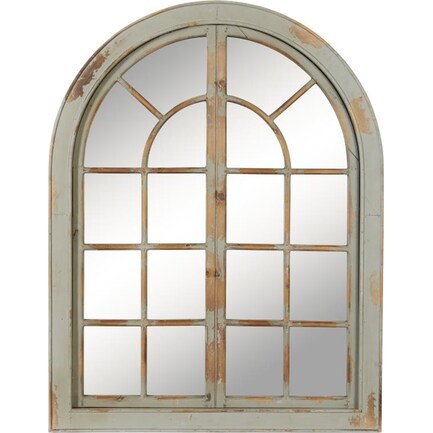 Antique Grey Wood Arch Mirror 37"W x 48"H
