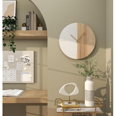 White Wood Wall Clock 24" Round