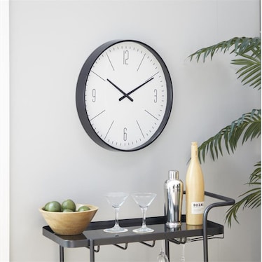 White and Black Metal Wall Clock 20" Round