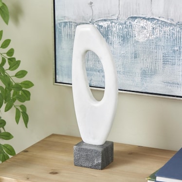 White Marble Abstract Sculpture 5"W x 14"H