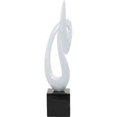 White Abstract Swirl Sculpture 8"W x 40"H